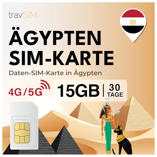 travSIM Ägypten SIM Karte | 15GB Mobile Daten | Hotspot verfügbar | Plan auf SIM Karte für Ägypten ist 30 Tage lang gültig