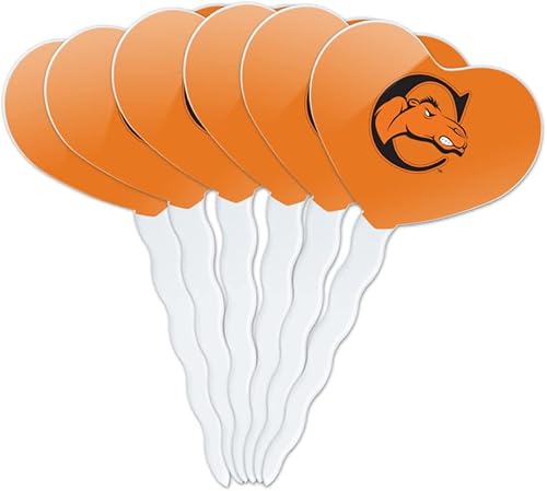 Campbell University Secondary Logo Heart Love Cupcake Picks Toppers Decoration Set of 6