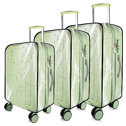KSSZZCO 3 Pieces Thicken Clear Luggage Cover Protector, 20" 24" 28" PVC Luggage Covers for Suitcase Waterproof Dustproof Anti-scratch Travel Suitcase Covers Case for Wheeled Luggage