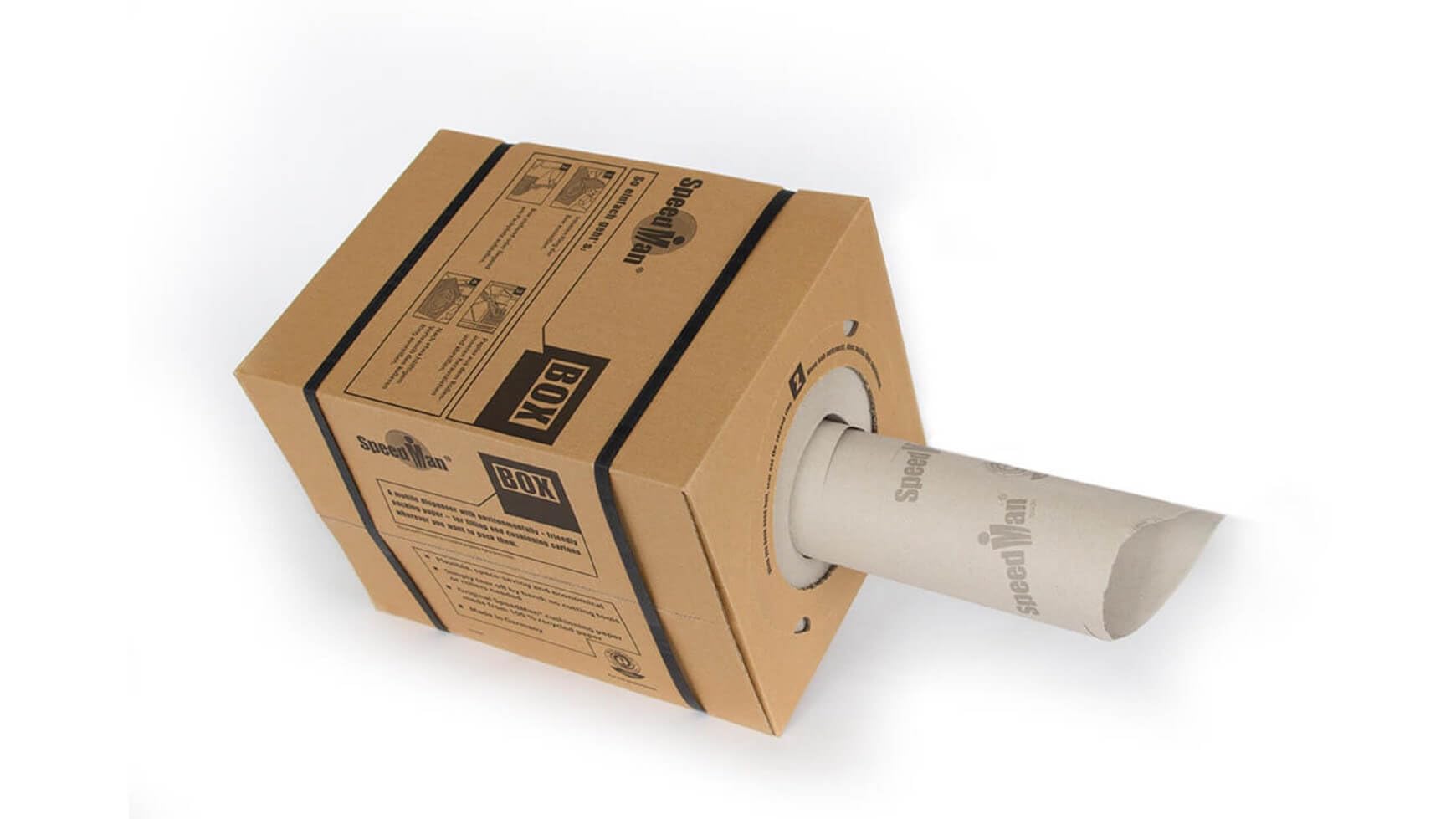 packster 1x SpeedMan BOX® 39cm 12kg 70g/qm 450lfm Braun Endlos Packpapier, Polstermaterial aus 100% Recyclingpapier. Praktischer Stopfpapier Polsterpapier Schrenzpapier Spender