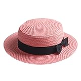 ZHENXIA Adult Boater Caps Straw Hats (Peach)