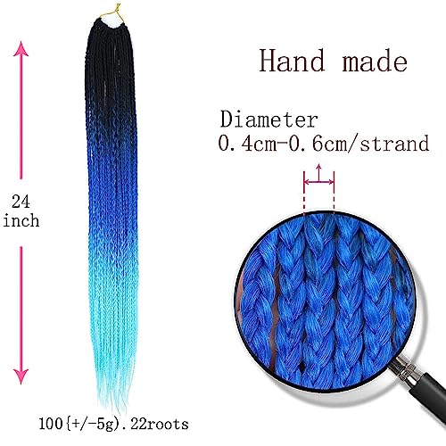 TAOYEMY Box Braids Crochet Hair Extensions 24 Inch 6 Packs, 22 Strands/Pack, Synthetic Braiding Hair for Women & Girls (48#, 24 inch) - Image 4