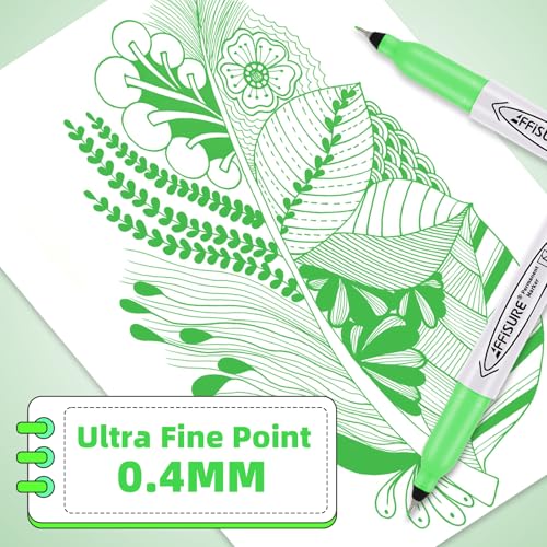Image of Green Ultra Fine Point Permanent Markers, 20 Pack, 0.4 mm, Precision Extra Fine Tip for Detailed Writing, Art, Crafts & Labeling on Paper, Plastic, Glass, Metal, Waterproof, Fade-Resistant Ink