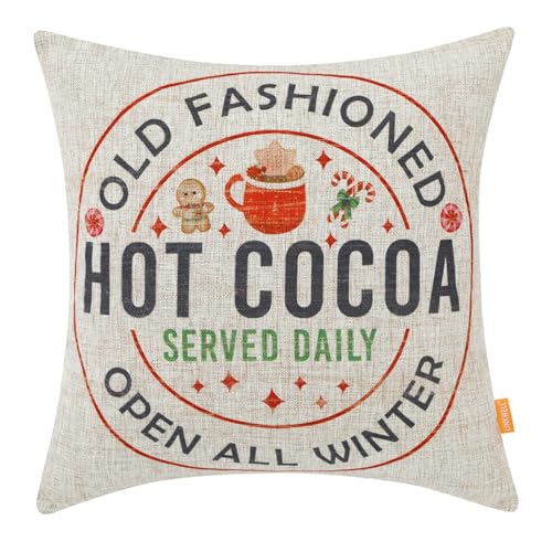 LINKWELL Hot Cocoa Christmas Pillow Cover 18x...