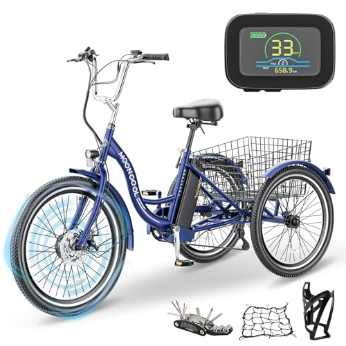 LILYPELLE Electric Tricycle for Adults, 350W 36V Electric Trike Motorized Three Wheel Electric Bicycle, 7 Speeds 3 Wheels 26" Adult Electric Tricycle with Large Basket