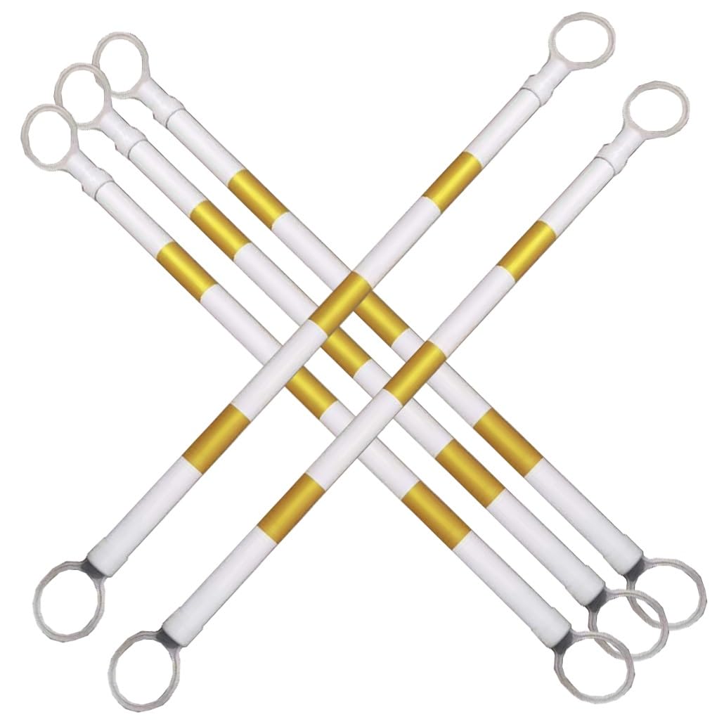 SGKOMN 12 Pcs Adjustable Reflective Traffic Cone Bar - 47-78 Inch Retractable Safety Barrier for Crowd Control & Temporary Security, Yellow & White Warning Divider, Yellow and White-5pcs