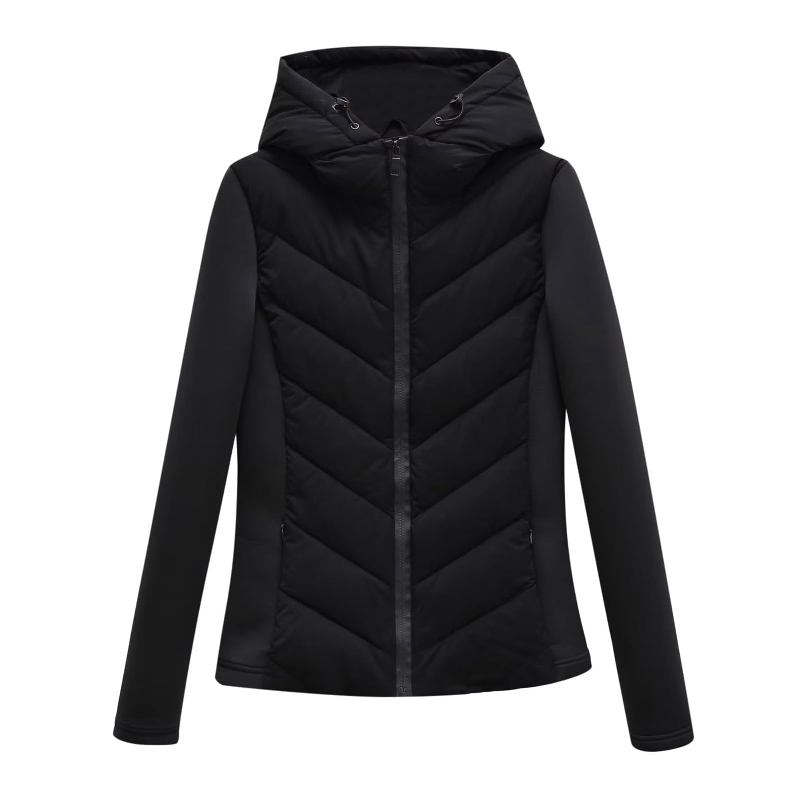 Generico Piumino da Donna Invernale con Cappuccio, Giubbino Invernale Donna,Nuovo Cappotto Invernale Europeo E alla Moda con Maniche Trapuntate per Le Donne con Cappuccio