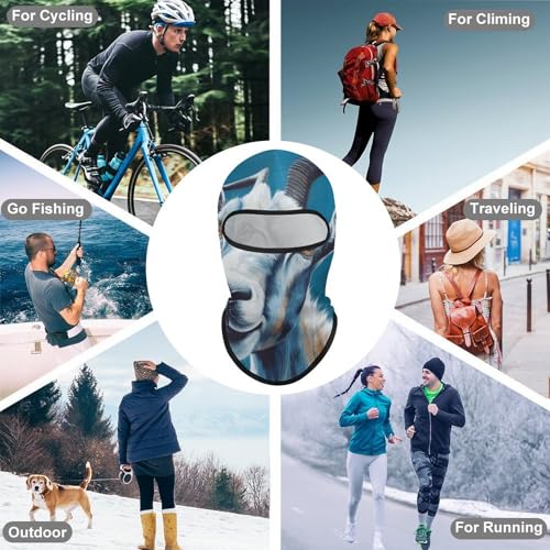 Balaclava para hombre y mujer diseño cabra azul máscara facial completa para ciclismo miniatura 6