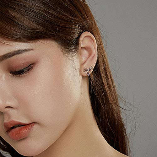 Boucles d'oreilles argent 925 clous légers nœud bijoux de déclaration - 7