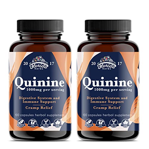 Image of Leg Cramp Support - Organic Quinine Capsules from Cinchona Bark - 1000 mg (Pack of 2, Total 200 Capsules)