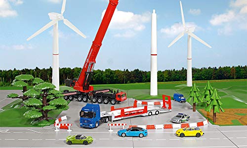 siku 3935, LKW mit Windkraftanlage, 1:50, Metall/Kunststoff, Multicolor, Aufstellbares Windrad inkl. Sockel – Bild 7