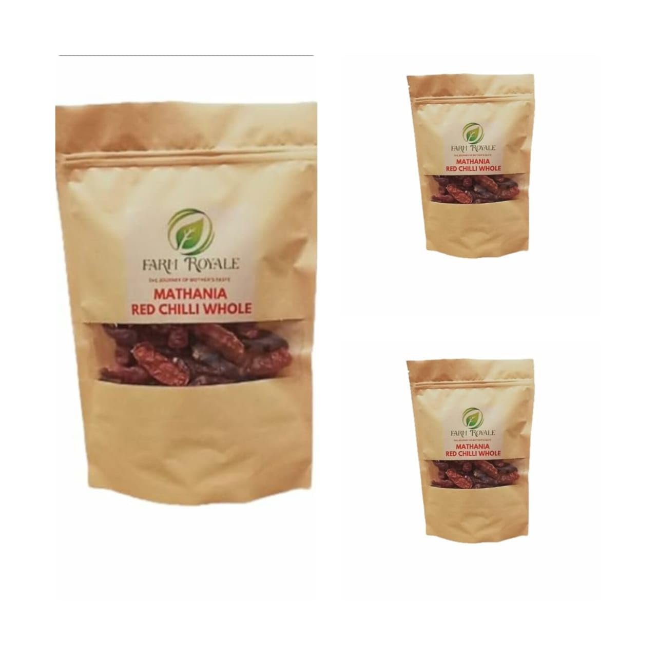 Farm Royale Mathania Stemless Red Chilli (Lal Mirch) Whole 1+1+1 Combo-(200gm +200gm + 200gm)100% Pure and Natural||Shudh||Handpicked Material||Export quality