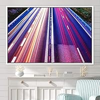 Framed Canvas Wall Art Light Exposure Colorful Industrial Lights Multicolor Neon Photography Places Portrait Realism - 16x24 inches