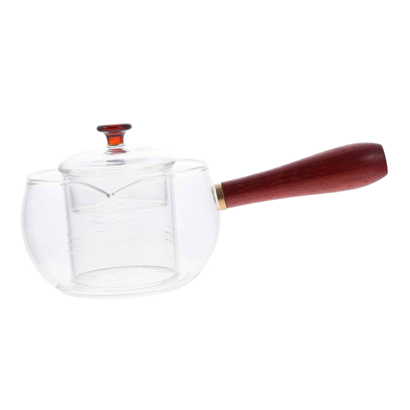 Tetera de Vidrio Mango de Madera, 300ml, Resistente al Calor y Gruesa, Adecuado para Casa y Tetería, para Preparar Té