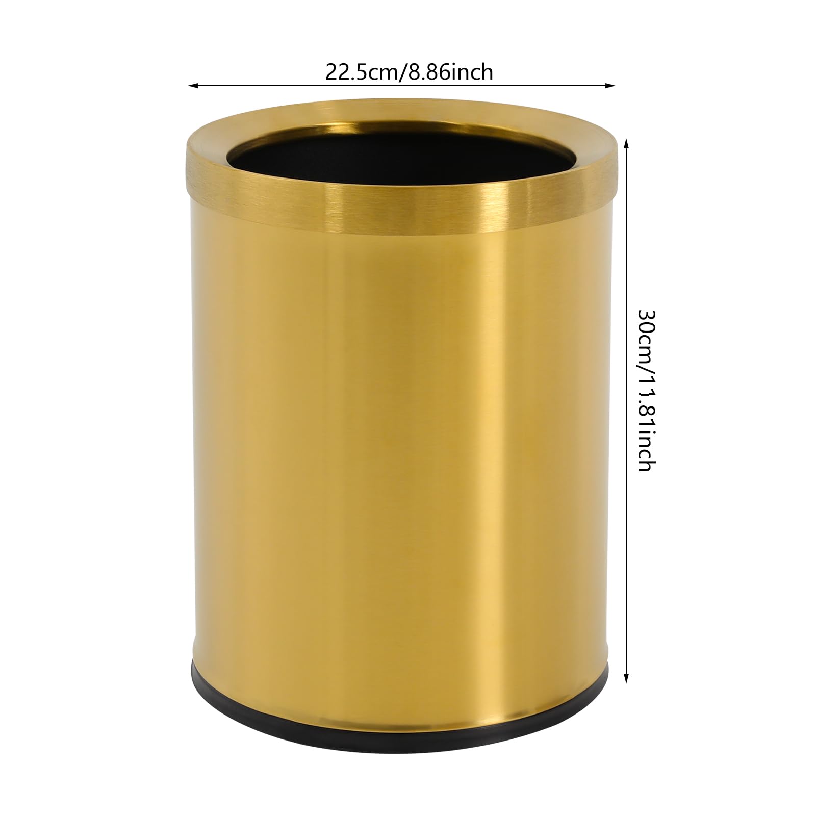 13L Papierkorb Edelstahl Mülleimer für Büro, Küche und Wohnzimmer, Abnehmbarer Eimer, Eleganter und vielseitiger Büropapierkorb, Zylindrisch Mülleimer (Gold)