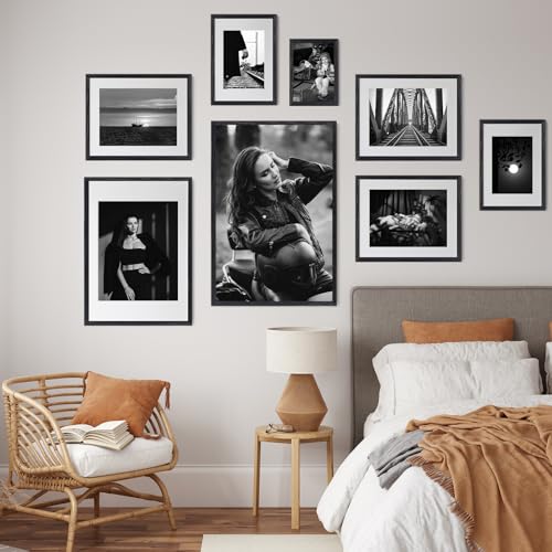 puthiac 16x24 Black Oak Wood Picture Frame - Minimalist 16x24 Poster Frame, 16"x24" Frame Wood, Natural Solid Wooden Picture Frames for Wall Art Photo and Prints (1 Pack, Black)