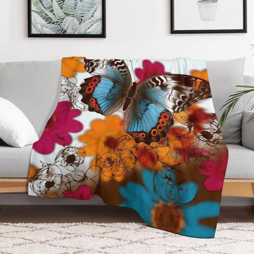 Couverture flanelle douce jeté de canapé imprimé floral coloré