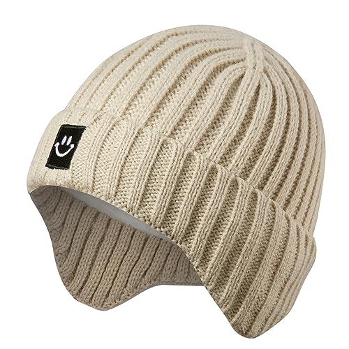 Image of MaxNova Baby Winter Hat Toddler Beanie Hat Earflap Knit Cap for Boys Girls 0-8 Years