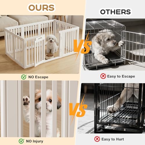 Image of Dog Playpen Indoor,Puppy Playpen,White 23.6 inch H, 10 Panels | Dog Play Pen Indoors with Open View, Tool-Free Setup, Multi-Shape Setup, Dog Pen for Dogs, Cats & Puppies
