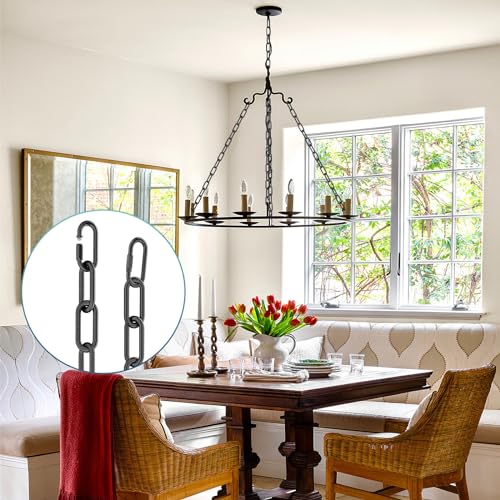 Image of garini 6 Feet Industrial Black Light Fixture Chain, Adjustable Metal Pendant Chandelier Chain Extension with Detachable Link, Maximum Load is 66 Pounds