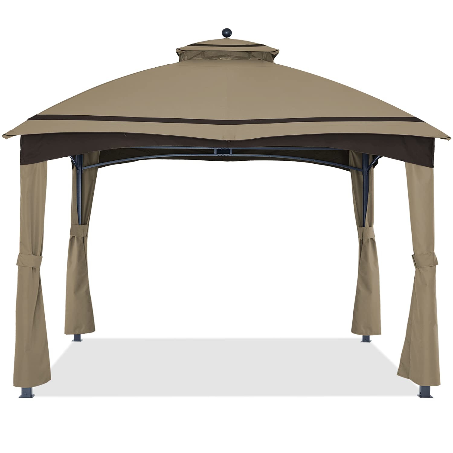 ABCCANOPY Riplock Gazebo Replacement Top for Lowe's Allen Roth #GF-12S004B-1,with Pole Coverings, Khaki