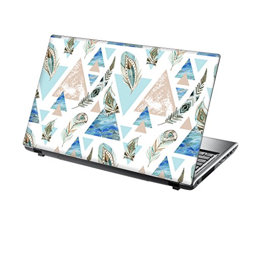 TaylorHe 39,6 cm 38,1 cm Laptop Skin en vinyle avec motifs colorés et stratifié Effet cuir fabriquée en Angleterre Feathers Blue Cover
