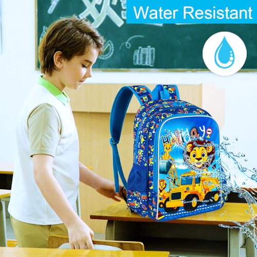 Image of HPJGD 3PCS Boys Excavator Backpack, Water Resistant Kids Digger Bookbag Set with Lunch Box, Cute School Bag for Preschool Toddler