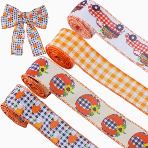 4 Rolls 12 Yards Buffalo Plaid Ribbon 1.5 Inch...