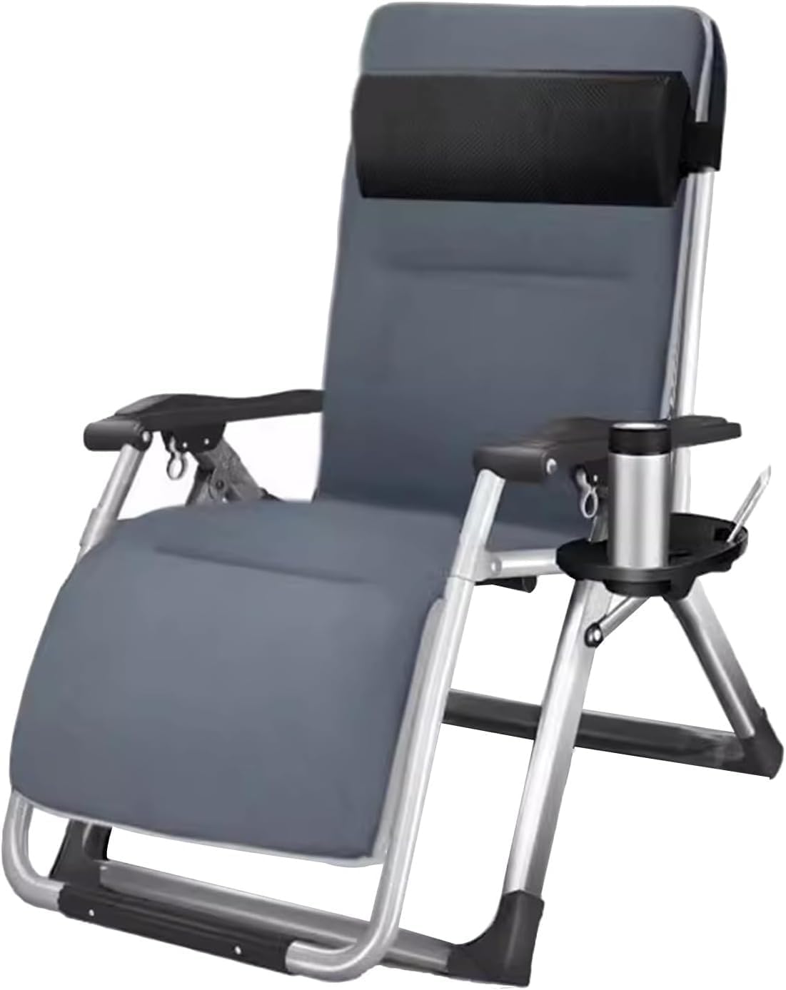 Multi-Position Adjustable Reclining Chair, Folding Lounge Relaxer Recliner with Removable Head Pillow(Blue)