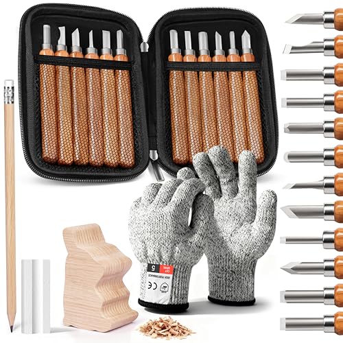 MAIKEHIGH Schnitzwerkzeug 17 Stück, Schnitzmesser Kinder für...