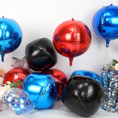 Image of 9 Pcs Red Blue Black Round Foil Balloons,22 Inch Round Balloons