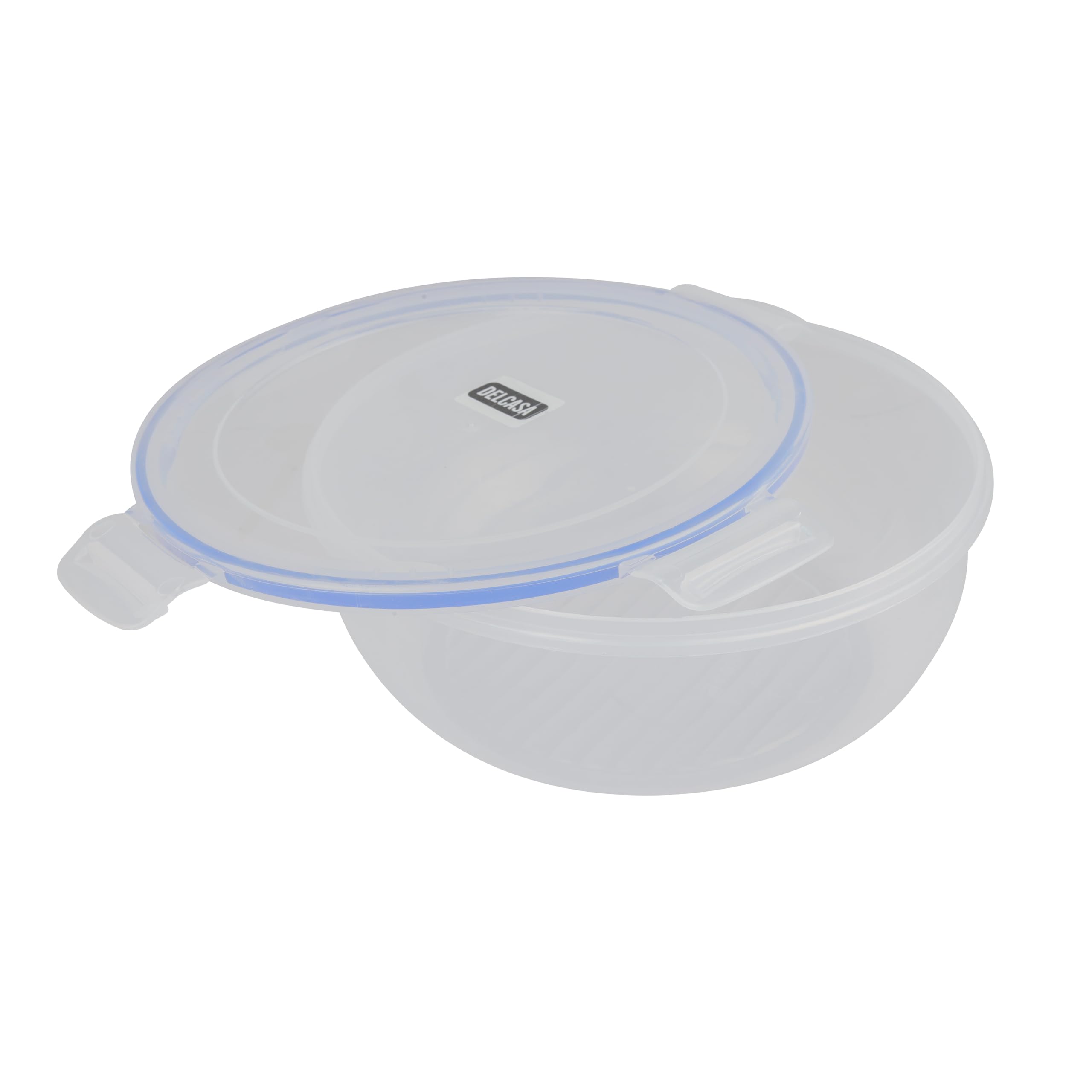 Delcasa DC2574 Cook and Lock Round Storage Container, 2300 ml Capacity, Transparent
