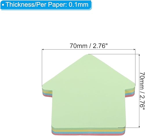 Miniatura 2 de PATIKIL Notas adhesivas con forma de casa de 2.7 x 2.7 pulgadas, 3 blocs de notas autoadhesivas, 100 hojas coloridas y brillantes para oficina en
