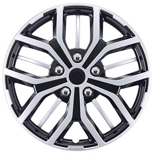 Swiss Drive Hubcap 15 Inch Set of 4 Luxurious Cover Le Mans Silver Design Automotive Wheels Easy to Install Car Wheel Hubcaps 15-inch