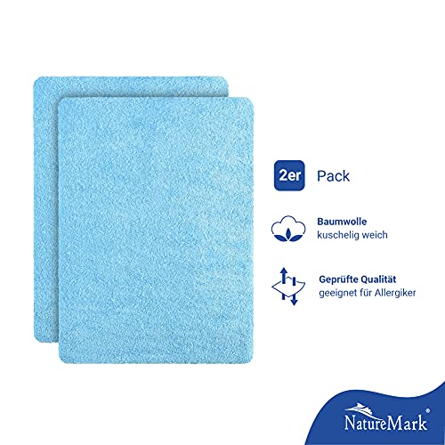 NatureMark Kinder FROTTEE Spannbettlaken 70x140 cm Hell blau