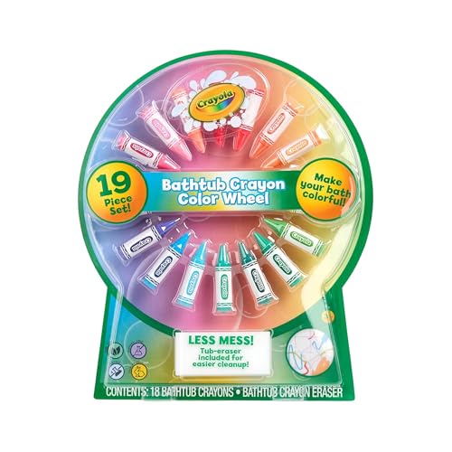 Crayola Bath Crayons Color Wheel, 19-Piece Set, Includes 18 Bathtub Crayons and 1 Eraser, Non-Toxic and Washable Bath Toys for Kids - image 1