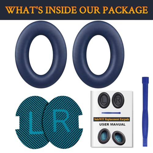 Image of SoloWIT Protein Leather Earpads Cushions for Bose Headphones, Replacement Ear Pads for Bose QuietComfort 15 QC15 QC25 QC2 QC35 /Ae2 Ae2i Ae2w /SoundTrue & SoundLink Around-Ear Series - Navy Blue
