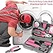 13/24Pcs Household Repair Tool Kit, Durable Hammer and Allen Key Set Multi-Purpose Pink Home Hand Tool Set with Electrical Tape Screwdriver Test Pen Plier Bits (13-Piece Set)