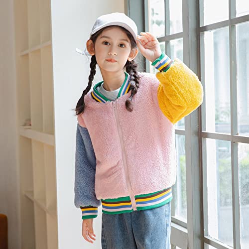 Toddler Kids Girls Casual Zip Up Sports Color Block Fleece Jacket Coat Long Sleeve Thicken Outerwear Snowsuit3