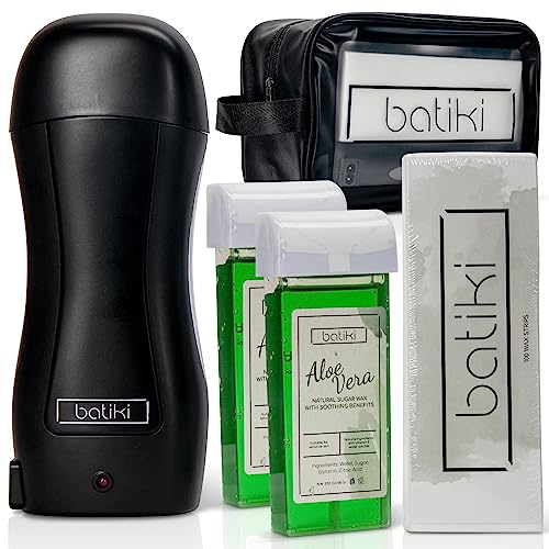 Roll on Wax Kit - Batiki Wax Roller, Aloe Vera Roll on Wax with Natural Ingredients & Vitamin E, Wax Roller Kit including Carry Bag, Soft Wax Kit, Wax Roller Kit for Hair Removal
