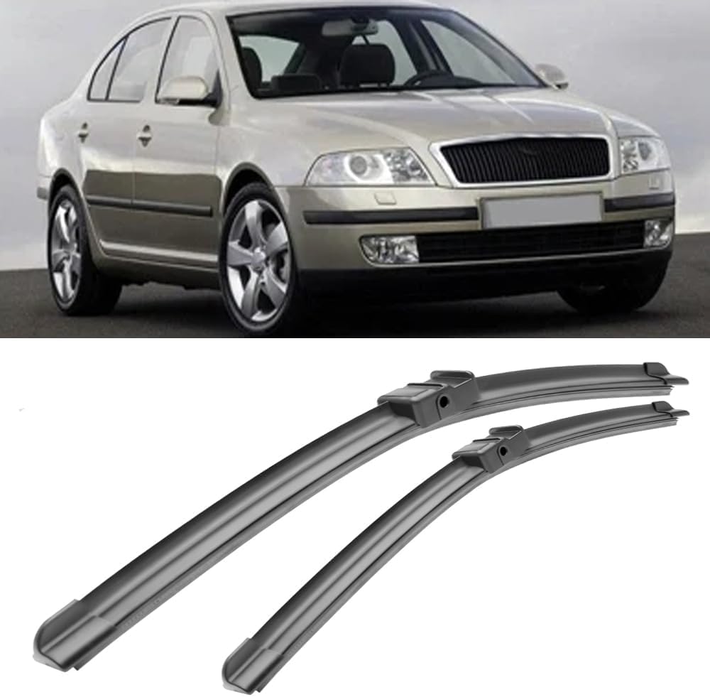 RESKIU Car Front Windshield Wiper Blade Set Replacement for Skoda Octavia Mk2 2004-2012, All Season Windscreen Wipers Quiet Easy Installation