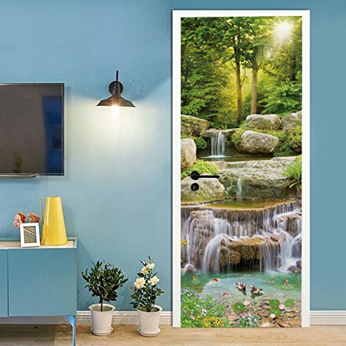 3d Sticker Porte Trompe L'oeil Paysage Stickers Muraux DéCoration De La Maison Autocollant Mural Autocollant D'Art Chambre Salon Affiche Amovible,77x200cm