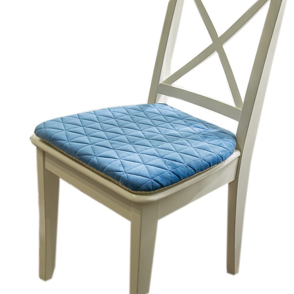 Coussins de chaise en velours de qualité supérieure bleu élégant lavables 40 x 43 cm
