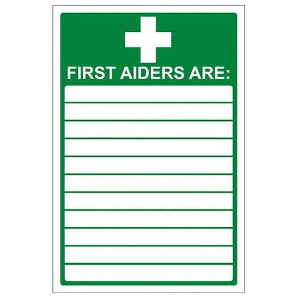 V Safety First Aiders Sign - Portrait - 150mm x 200mm - 2mm Rigid Plastic
