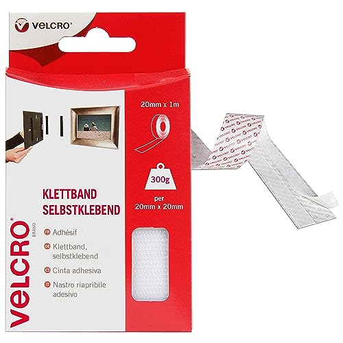 Velcro Brand VEL60210 Selbstklebendes Klettband 20mm x 1m