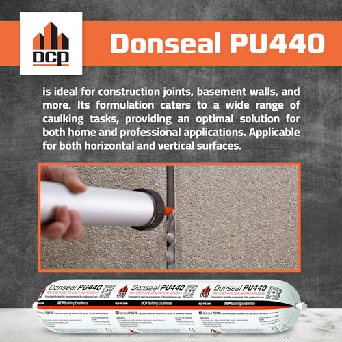 Image of DCP Donseal PU440 Polyurethane Sealant for Concrete, Sidewalk 20 Pack with 20 Nozzles - Expansion Joint Filler, Non-Sag Caulk for Foundation, Walls, Sausage, 20.2 fl oz - Grey, Box of 20