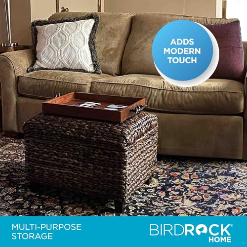 BIRDROCK HOME Woven Seagrass Storage Ottoman with Safety Hinges - Easy-to-Open Lid, Sturdy Construction - Natural Brown Finish - Large Storage Space Ideal for Living Room, Bedroom, Dorm - 22x18x16 - Thumbnail 6