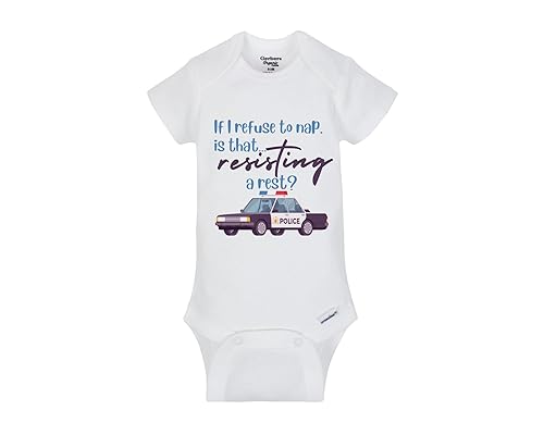 If I refuse to nap, is that resisting arrent funny cop baby onesie bodysuit boy girl unisex (12 Month US)