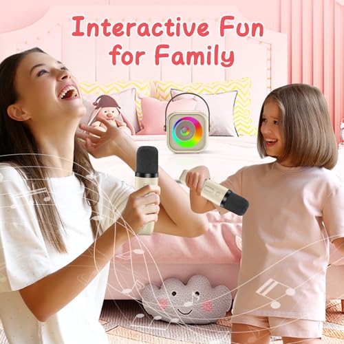 MicQutr Karaoke Machine for Kids Adults, Portable Bluetooth Mini Karaoke Microphone Singing Speaker with 2 Wireless Mic and Light,Toys for All Smartphones,Birthday, Family,Home Party - Image 5