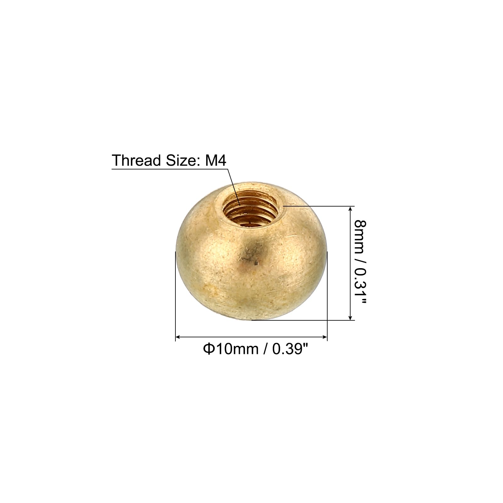 PATIKIL M4x0.7 Filetto Cappuccio Dadi Pomello, 10pz Ottone Sfera Lampada decorazioni Vite Cappucci Dado per Mobili Illuminazione